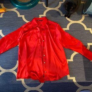 Red Zara button Down Blouse. WORN ONCE